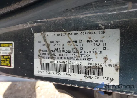 2009 Mazda Mazdaspeed3 Sport from USA, damaged, VIN JM1BK34M291246508